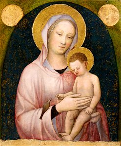 Bellini, Jacopo - Madonna and Child - Accademia Carrara, Bergamo. Free illustration for personal and commercial use.