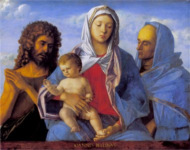 En atelier van Giovanni Bellini - Maria met kind, Johannes de Doper en de heilige Elisabeth - 853 - Städel Museum. Free illustration for personal and commercial use.