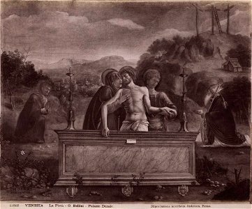 Bellini - Cristo in pietà tra la Madonna e san Giovanni Evangelista, san Marco e san Nicola di Bari, Palazzo Ducale