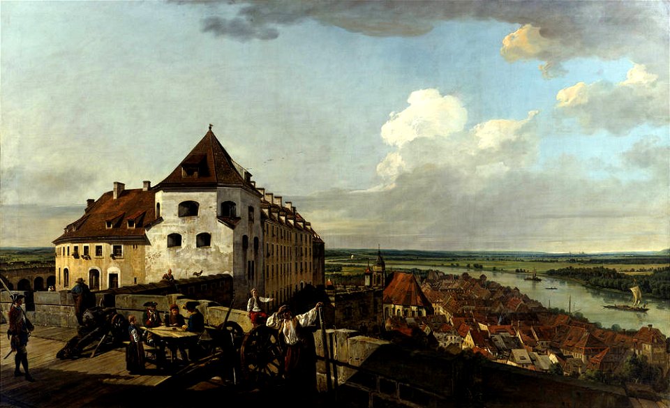Bellotto - Die Festung Sonnenstein und Pirna vom Hohen Werk, 1754-56, Gal.-Nr. 628