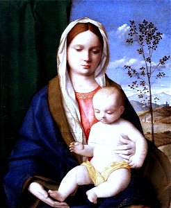Giovanni Bellini - Madonna col Bambino. Free illustration for personal and commercial use.