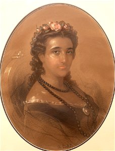 Portrait of a Young Woman in Flower Crown by Andrey Belloli, 1862