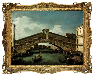 Bellotto - Circle of - The Rialto Bridge, Venice, on the Grand Canal, looking south-east, with the Fondaco dei Tedeschi on the right, 5398298