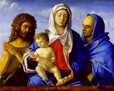 Bellini, Madonna mit Kind, Johannes dem Täufer und der heiligen Elisabeth. Free illustration for personal and commercial use.