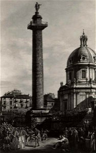 Bellotto - Veduta di Roma con la colonna Traiana, 1770, Mercato antiquario, Londra