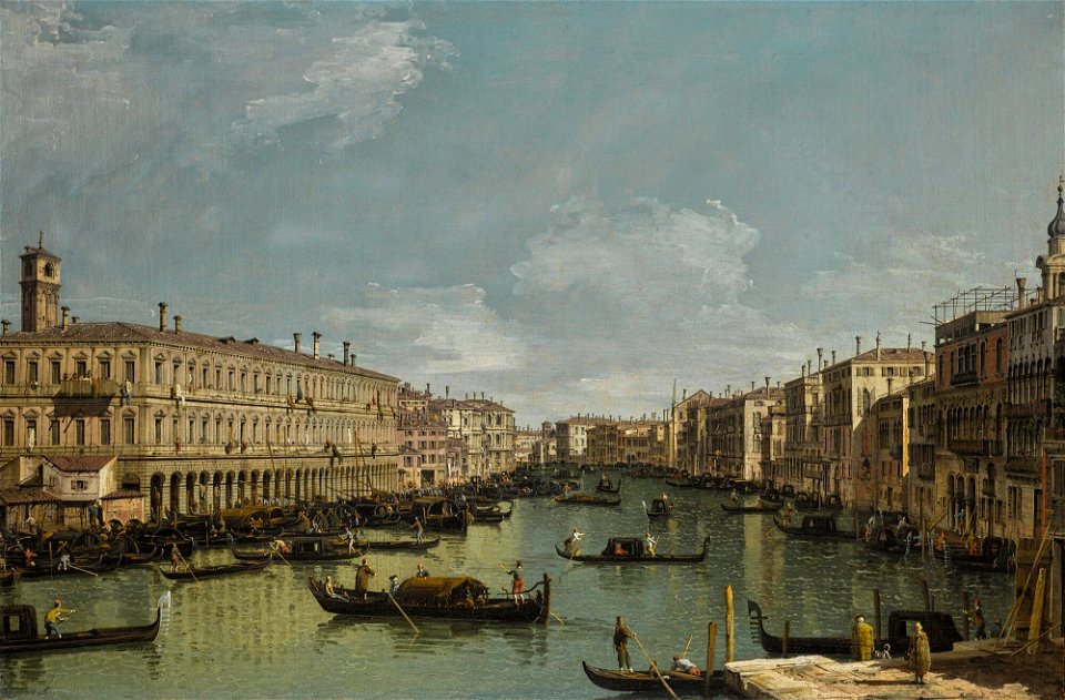Bellotto - VENICE, A VIEW OF THE GRAND CANAL LOOKING NORTH FROM NEAR THE RIALTO BRIDGE, WITH THE FABBRICHE NUOVE ON THE LEFT, lot.25
