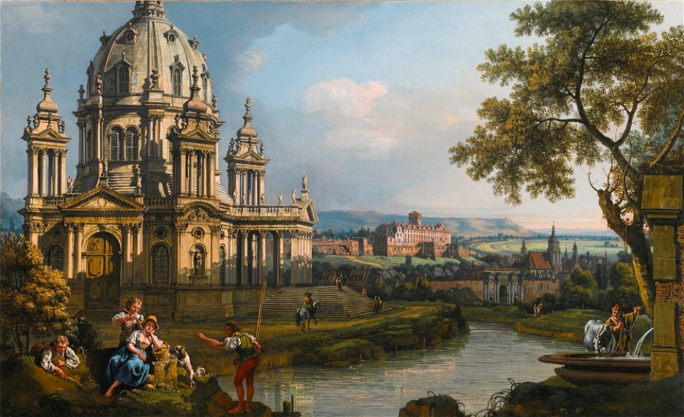 Bellotto - A CAPRICCIO RIVER LANDSCAPE WITH A CHURCH TO THE LEFT, lot.333