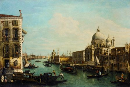 Bellotto - Follower of - VENICE, THE GRAND CANAL WITH THE CHURCH OF SANTA MARIA DELLA SALUTE, LOOKING, lot.97