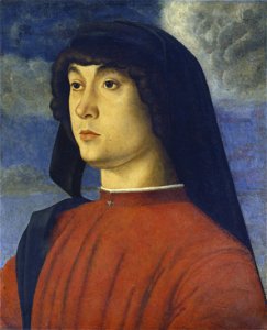 Giovanni Bellini Portrait Young Man Red. Free illustration for personal and commercial use.