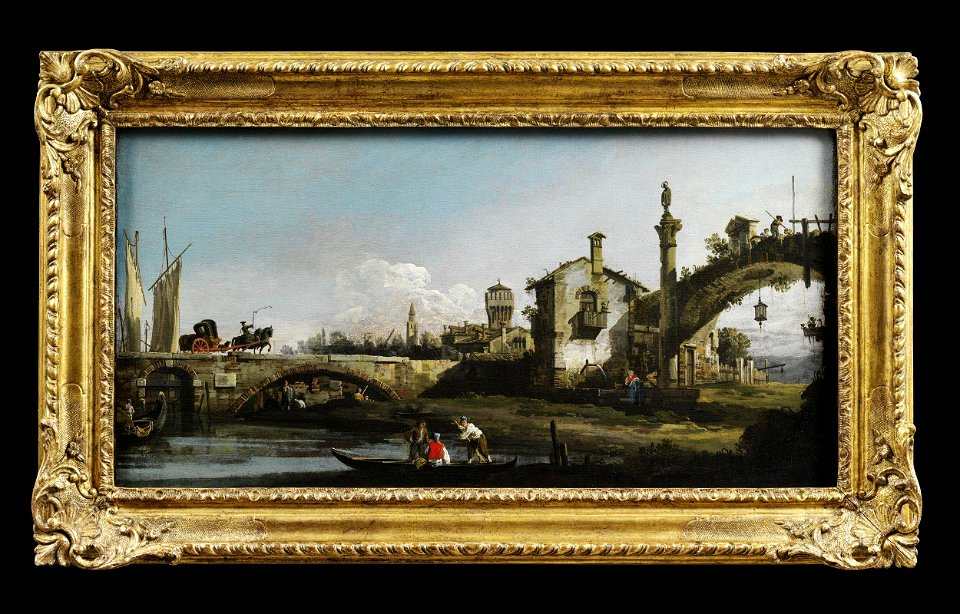 Bellotto - Capriccio with Two Bridges and Figures, ca. 1740-1747, 1353-1869, 2015HP6981