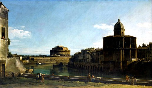 Bellotto - The Tiber with the Church of San Giovanni dei Fiorentini, Rome, about 1742-1744, 1977.3