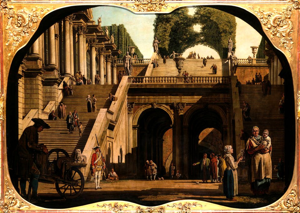 Bellotto - Palasttreppe zu einem Park, Um 1762, Gal.-Nr. 636