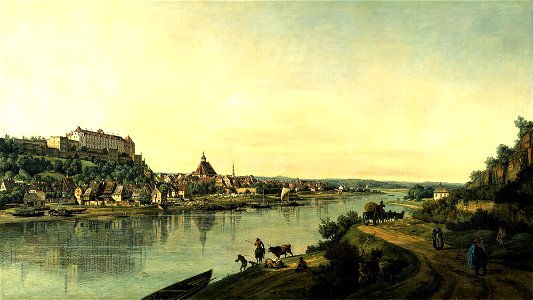 Bellotto - Pirna von Niederposta mit der Landstraße nach Copitz, 1754-56, Gal.-Nr. 619