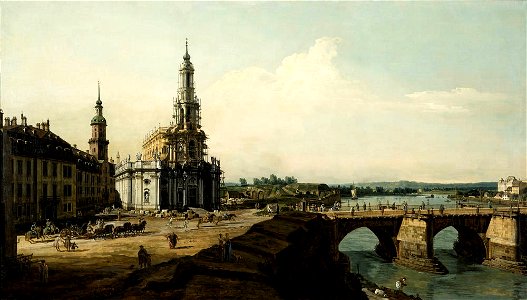Bellotto - Dresden vom linken Elbufer oberhalb des Altstädter Brückenkopfs, 1748, Gal.-Nr. 608