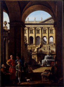 Bellotto - Entrance to a Palace or Architectural Capriccio with a Portrait of Voivod Franciszek Salezy Potocki, c. 1762-65, 1961.1.50