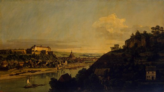 Bellotto - View of Pirna from the Right Bank of the Elbe above the Town, circa 1753, ГЭ-210