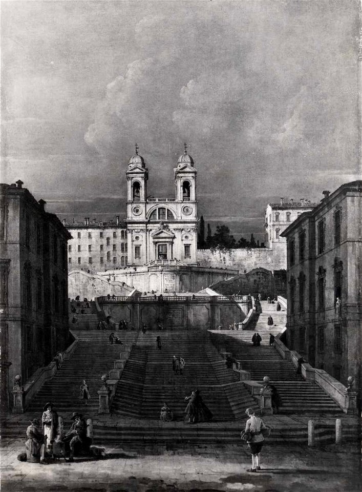 Bellotto - Veduta di Roma con la chiesa della Trinità dei Monti, 1742 ca. - 1744 ca., Collezione Briganti