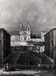 Bellotto - Veduta di Roma con la chiesa della Trinità dei Monti, 1742 ca. - 1744 ca., Collezione Briganti