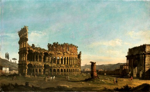 Bellotto, Bernardo - Colosseum and Arch of Constantine - c. 1742