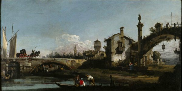Bellotto - Capriccio with Two Bridges and Figures, ca. 1740-1747, 1353-1869, 2006BH7772