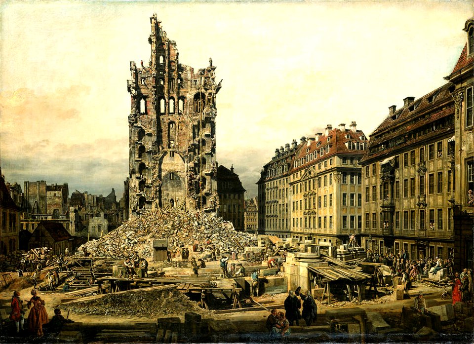 Bellotto - Die Trümmer der ehemaligen Kreuzkirche zu Dresden, 1765, Gal.-Nr. 638