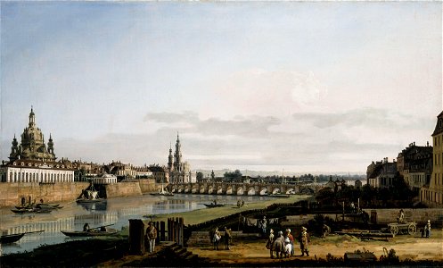 Bernardo Bellotto, il Canaletto - Dresden vom rechten Elbufer mit der Augustusbrücke (National Gallery of Ireland)