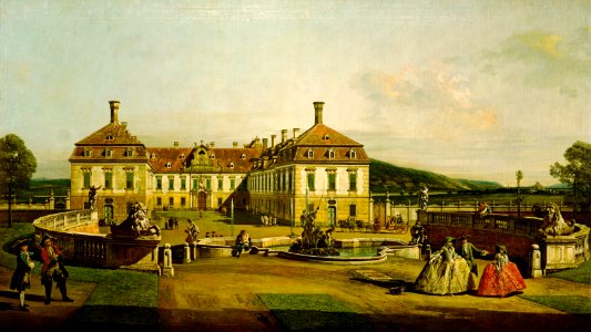 Bernardo Bellotto, gen. Canaletto - Das kaiserliche Lustschloß Schloss Hof, Ehrenhofseite - GG 1673 - Kunsthistorisches Museum
