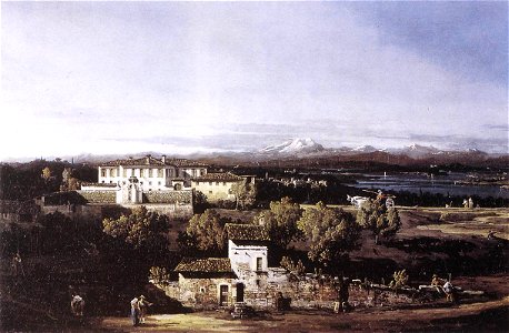 Bernardo Bellotto, il Canaletto - View of the Villa Cagnola at Gazzada near Varese - WGA01816. Free illustration for personal and commercial use.