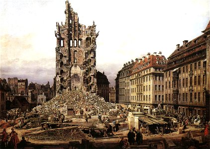 Bernardo Bellotto, il Canaletto - The Ruins of the Old Kreuzkirche in Dresden - WGA01836