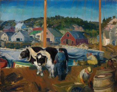 George Bellows - Ox Team, Wharf at Matinicus (1916)
