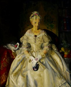 George Bellows - Mrs. T. in Cream Silk, No.2 (1920). Free illustration for personal and commercial use.