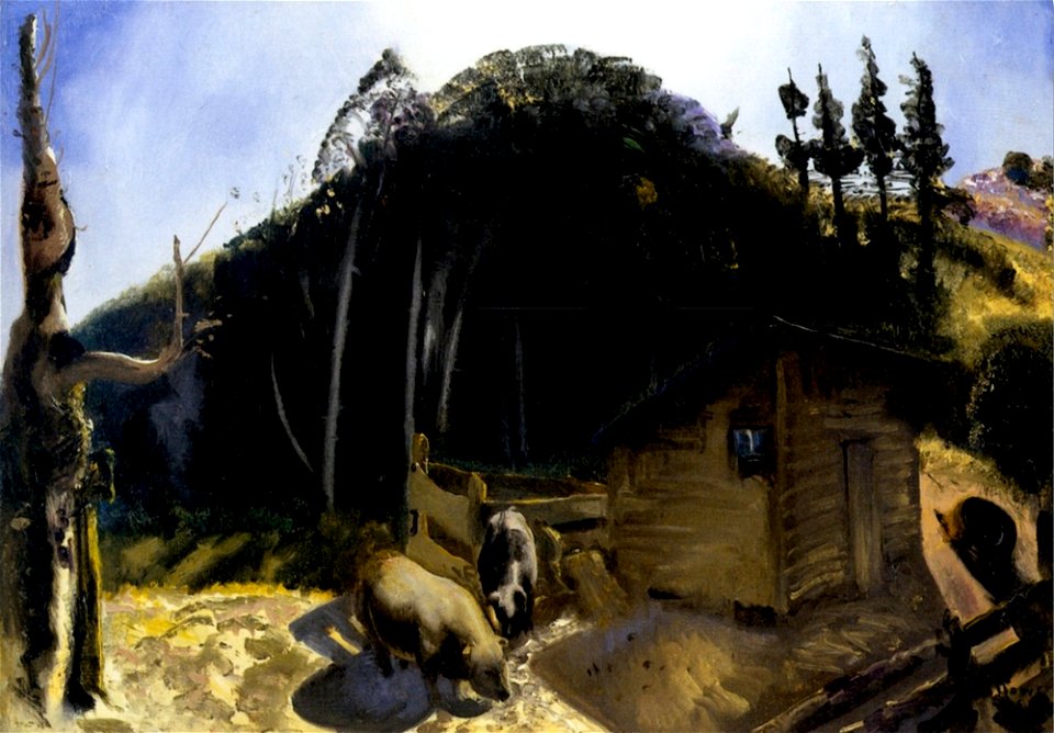 George Bellows - Three Pigs and a Mountain (1922)