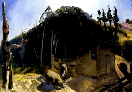 George Bellows - Three Pigs and a Mountain (1922)