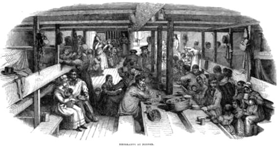 Below deck on the emigrant ship St Vincent (1829) in 1844