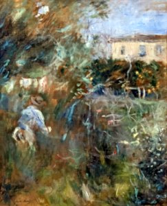 Bemberg Fondation Toulouse - Femme au jardin (Villa Arnulphi à Nice) - Berthe Morisot 1882 Inv.2113 56x33. Free illustration for personal and commercial use.