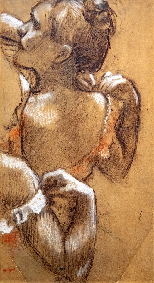 Bemberg fondation - Danseuse rajustant son épaulette - Edgar Degas - pastel sur papier 47x25 Ca1897 Inv.2139