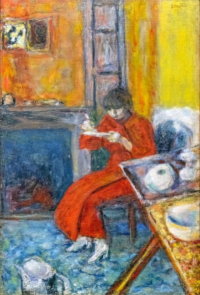 Bemberg Fondation Toulouse - Femme au peignoir rouge (1916) Pierre Bonnard - Inv.2020 50.5x34