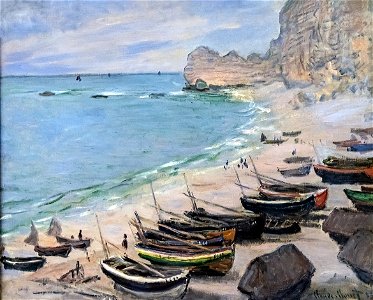 Bemberg Fondation Toulouse - Bateaux sur la plage à Etretat - Claude Monet - 1883 65x81 Inv.2077. Free illustration for personal and commercial use.