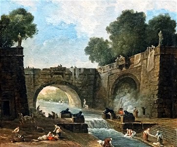 Bemberg Fondation - Paysage au pont - Hubert ROBERT 44.5x54 Inv.1105