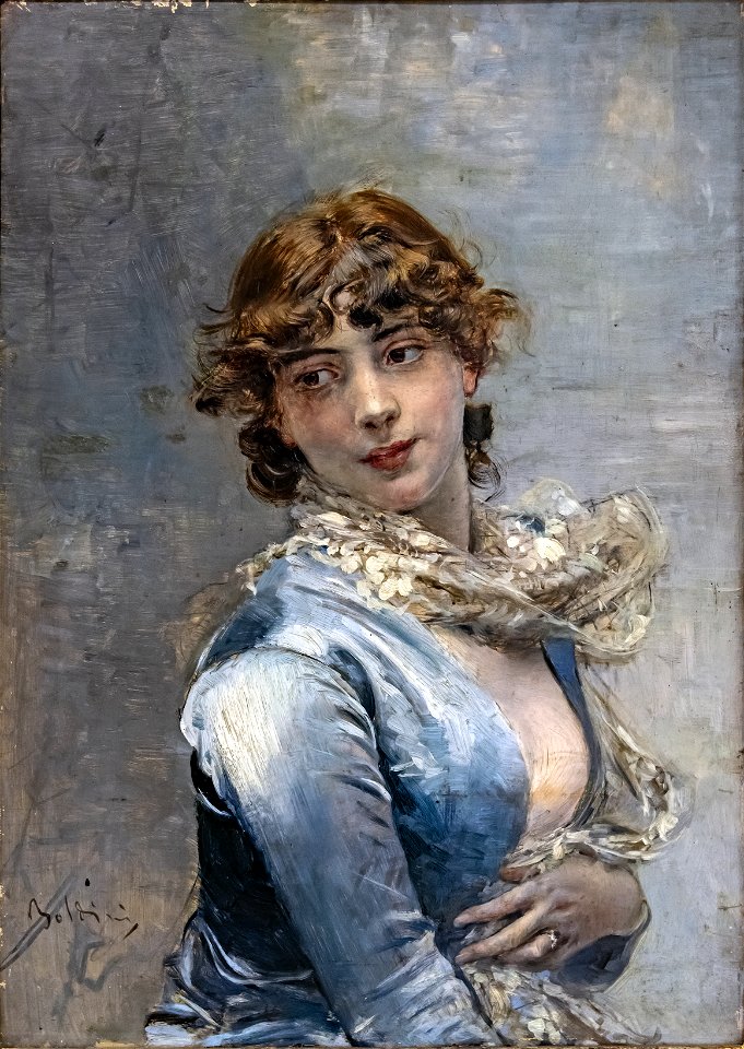 Bemberg Fondation Toulouse, Elégante à la robe bleu, Giovanni Boldini, Inv.2181 72x51