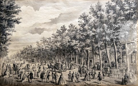 Bemberg Fondation Toulouse- Promenade des Remparts de Paris - Charles Nicolas Cochin le jeune Plume, encre grise, Lavis gris 23x37 INV1154
