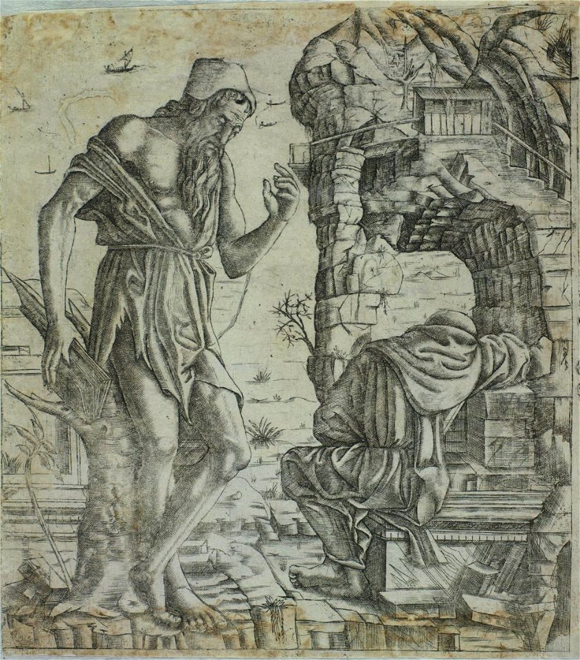 Benedetto Montagna - São Paulo, o eremita, contemplando a morte de Santo Antão