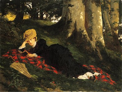 Benczúr, Gyula - Woman Reading in a Forest - Google Art Project