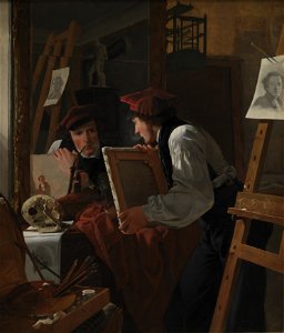 Wilhelm Bendz - Ung kunstner (Ditlev Blunck betragter en skitse i et spejl)