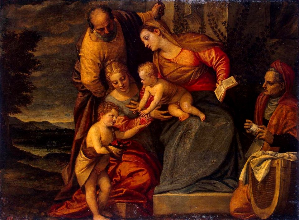 Benedetto Caliari - Holy Family with Sts Catherine, Anne and John - WGA3771