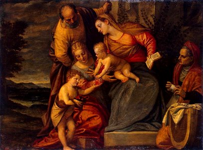 Benedetto Caliari - Holy Family with Sts Catherine, Anne and John - WGA3771