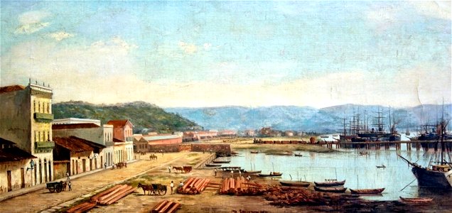 Benedito Calixto - Porto do Consulado e Serra do Mar. 1886