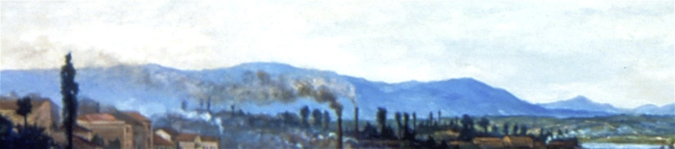 Benedito Calixto de Jesus - Inundação da Várzea do Carmo, 1892, Acervo do Museu Paulista da USP - Detalhe (Serra da Cantareira)