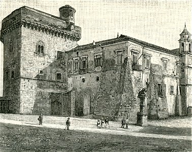 Benevento castello, ora palazzo della prefettura. Free illustration for personal and commercial use.