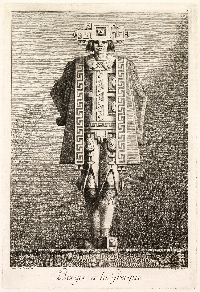 Benigno Bossi (Italian, 1727-1792) - Mascarade à la Grecque, Berger à la Grecque (Plate 5) - 2014.6.6 - Cleveland Museum of Art